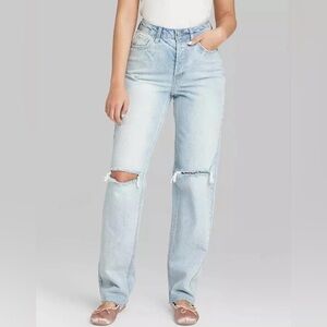 Women's High rise Curvy Straight Jeans Wild Fable Light Wash Sz0/32” NWT